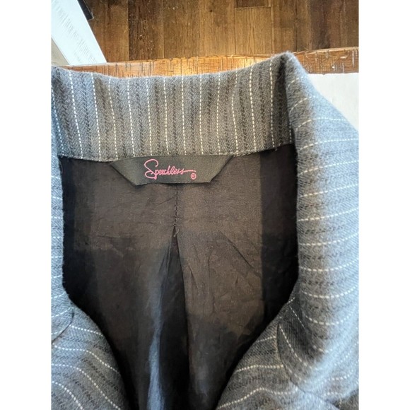 Speechless Blazer Junior Size 9 Grey Vintage Fitted Pin Stripe - Picture 8 of 10